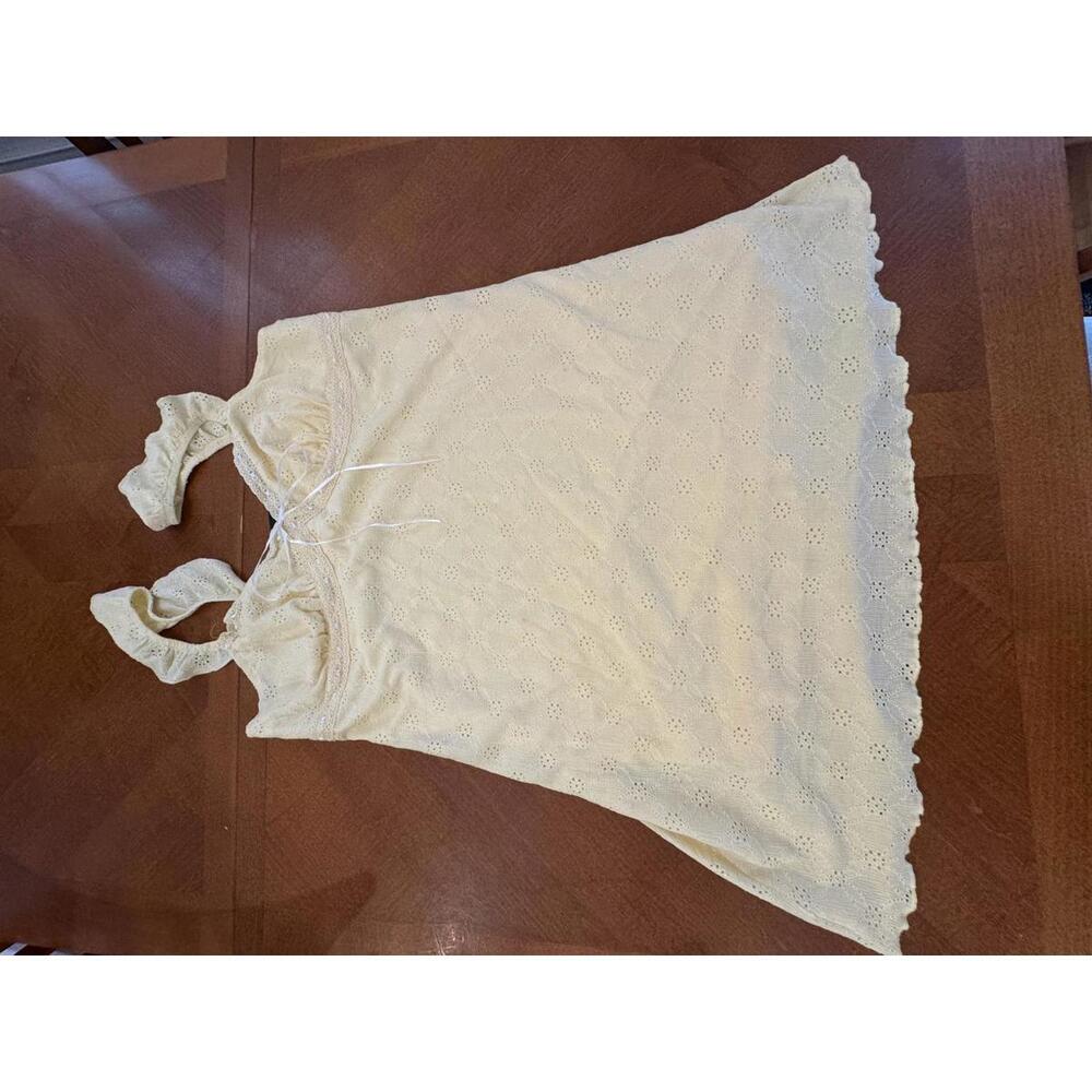 Light Yellow Eyelet Lace Summer Dress with Ruffled Straps
